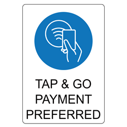 Sign Tap and Go Payment Preferred A3 Blue On White